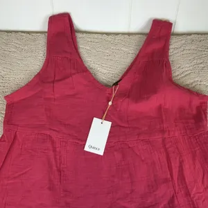 Women's NEW Quince Size XL 100% Organic Cotton Gauze Tiered Maxi Dress Pink thumbnail 3