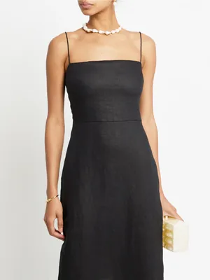 NWT o.p.t Adeline Linen Dress size 10 black linen few moda maxi thumbnail 5