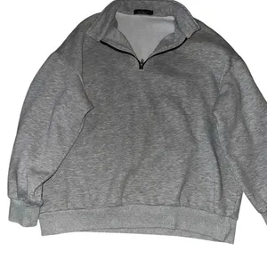 Trendy Queen Heather Grey Quarter Zip Oversized‎ Sweatshirt Pullover Large thumbnail 1