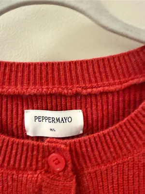 Peppermayo Red Ribbed Button-Up Cropped Cardigan thumbnail 4