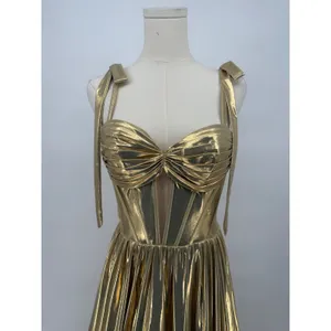 Jovani Metallic‎ Lamé Tie-Strap Boho Gown Size 4 thumbnail 6