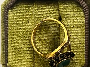 Vintage/Bohemian Design Stainless Steel Golden w/ Gemstones Statement Ring S 6 thumbnail 3