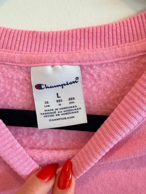 Champion Bubblegum Pink Embroidered Middle Logo Crewneck Sweatshirt thumbnail 5
