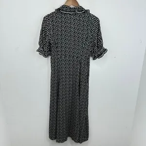 Max Studio London Women's XS Black White Polka Dot Midi‎ Dress Ruffle Trim NWT thumbnail 12