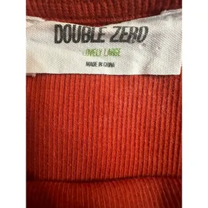 Double Zero Dress L Rust Ribbed Bodycon Mini Tie Shoulder Stretch Cotton thumbnail 2