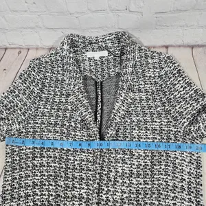 Adyson Parker Womens Blazer Jacket Black White Textured Open Front Long Sleeve L thumbnail 7