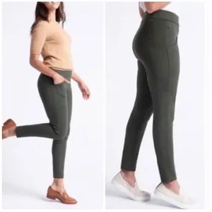Betabrand journey DPYP dress pant yoga pant olive green‎ women's medium petite thumbnail 2