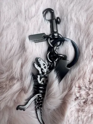 Coach Metal Small Rexy T-Rex Skeleton Puzzle Bag Charm Keychain Gunmetal Rexy thumbnail 2