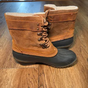 Sorel Fancy Lace II Womens size 7 Boots Brown Waterproof Leather Lace Up Duck thumbnail 8