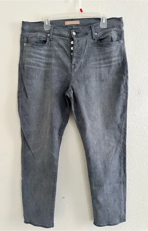 7 For All Mankind Grey Button Fly Skinny Jeans Size 32 thumbnail 1