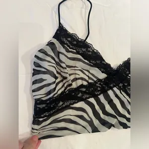 Princess Polly White and Black Zebra Lace Cropped Cami Y2K 2 thumbnail 5