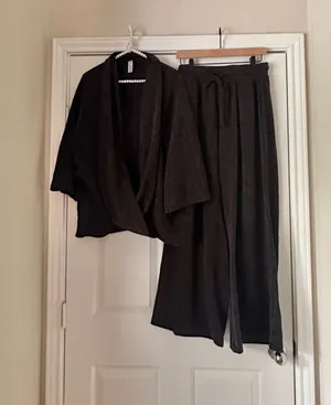 Dear Scarlett Dark Grey Cowl Neck 2 Piece Set Black Size M thumbnail 1