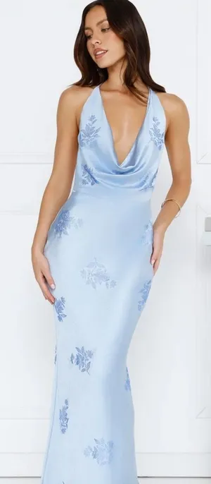 RUNAWAY THE LABEL Blue satin dress thumbnail 1