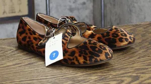 A New Day Tasmin Velvet Crisscross Strap Flats 94568227 Leopard Brown 7M thumbnail 1