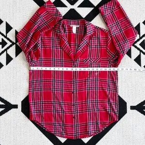 Victoria’s Secret Flannel Long PJ Set in Lipstick Bold Lurex Plaid Small thumbnail 4