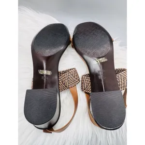 Italian Shoemakers Sandal Womens Size 10 Brown Woven Slingback Italy Block Heel thumbnail 9