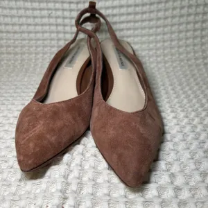 Saks Fifth Avenue Women Brown Pointed Toe Slingback Block Heel‎ Shoes Size 6 thumbnail 2