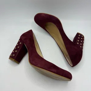 Kate Spade Burgundy Suede Grommet Heel Pump Size 7 block heels thumbnail 6