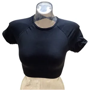 H&M Black Size Medium Fitted Short Sleeve Open Back Crop Top. Preloved thumbnail 1