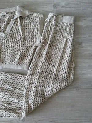 Beige Botany Cream Crochet Top & Skirt thumbnail 2