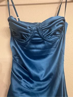 BABYBOO Zahra Teal Satin Mini Dress thumbnail 3