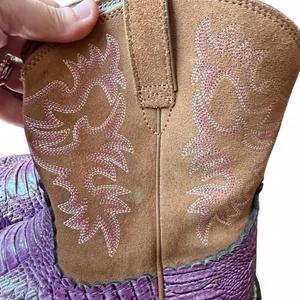 Ariat Fatbaby Western Boots Women’s 10 Purple Croc Print Brown Suede 10014042 thumbnail 8