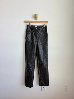 Aritzia Wilfred The Melina Pant Black Vegan Leather Straight Leg Size 0 thumbnail 4