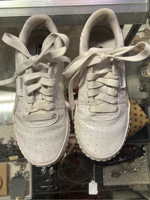 Puma White Cali Patent Leather Perforated Sneakers - size 6.5 (Youth 4.5!) thumbnail 1