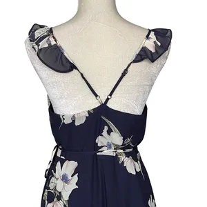 Lulus All Mine Floral Print High Low Wrap Dress Women’s Size L Navy thumbnail 8