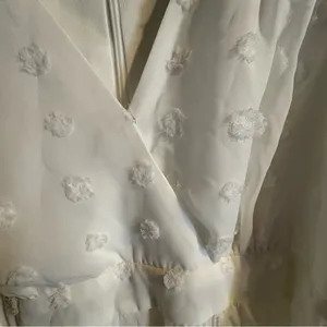 Lulus Always On Repeat White Clip Dot Long Sleeve Mini‎ Dress Sz Medium Chiffon thumbnail 7