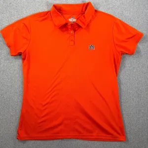 Auburn Tigers Women's Short Sleeve Polo Shirt Size XL Orange Russell Athletics thumbnail 1