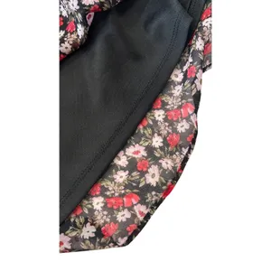Socialite Floral Chiffon Mini Dress XS Red Black Long Sleeve Smocked Waist NWT thumbnail 10
