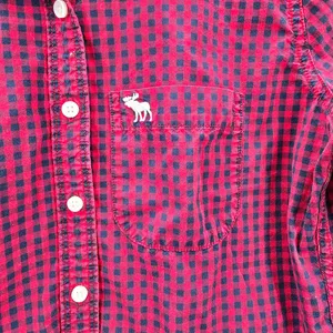 Abercrombie & Fitch Red Blue Plaid Tartan Button Down Long Sleeve Shirt‎ Top XS thumbnail 5