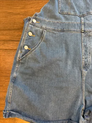 HALARA Flex Rolled Hem Washed Denim Casual Short Overalls Size XL - C45-061 thumbnail 7