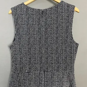 Eliza J. Women Dress 16 Navy Blue White Plaid V-Neck‎ Fit and Flare Sleeveless thumbnail 5