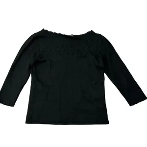 Lauren Ralph Lauren Womens Silk Cashmere Crochet Boatneck Sweater Black XL thumbnail 9