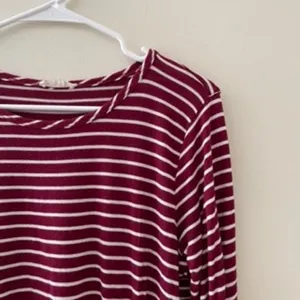 M-‎ Olivia Rae Red and White Striped Soft Long Sleeved Women's Top Knot Decor thumbnail 2