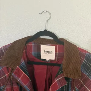&merci Red Plaid Corduroy Collar Jacket thumbnail 4
