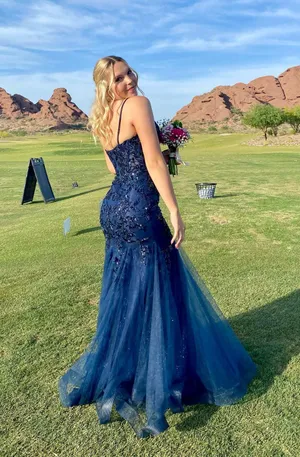 Prom dress Cinderella couture Blue Size 6 thumbnail 1
