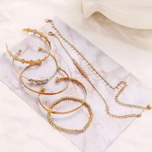 NEW Solid Gold‎ Plated 7 pc Boho Stacking Bracelet Set thumbnail 10