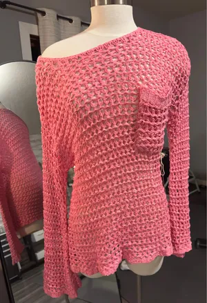 Boutique Pink knit Off the shoulder sweater thumbnail 3