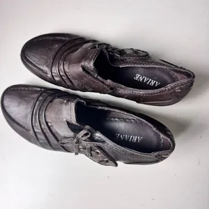 Ariane Women's Low Heel Side Retro Style Buckle Brown Dress Work Shoes Sz 38 thumbnail 5
