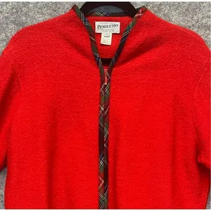 Vintage PENDLETON Jacket Women's Large Bright Red Virgin Wool‎ Full Front Zip thumbnail 3