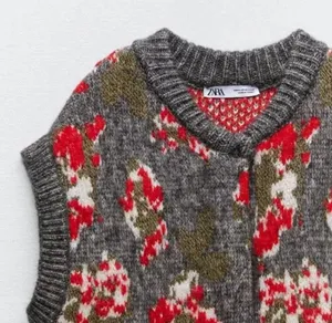 NEW ZARA Floral Jacquard Chunky Knit Vest Sleeveless Sweater BLOGGER FAV thumbnail 5