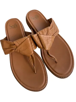 Like New Sofft Leather Essie Sandals Tan Size 9.5 thumbnail 1