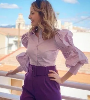 ZARA STRETCHY POPLIN SHIRT TRF Lilac XS thumbnail 3