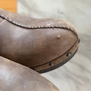 UGG Kassi Brown Leather Studded Chunky Heel Shearling Lined Slip On Clog Mule thumbnail 6