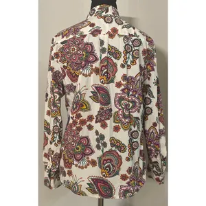 Talbots Petite MP Floral Paisley Button‎ Down Shirt 100% Cotton Western Boho thumbnail 2