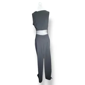 Vintage Black Mesh Cutout Maxi Dress Sleeveless Bodycon Column Gown Minimalist‎ thumbnail 4