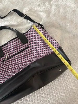 HADAKI by Kalencom Weekender Duffel Bag Pink Black Geometric Travel Shoulder thumbnail 11